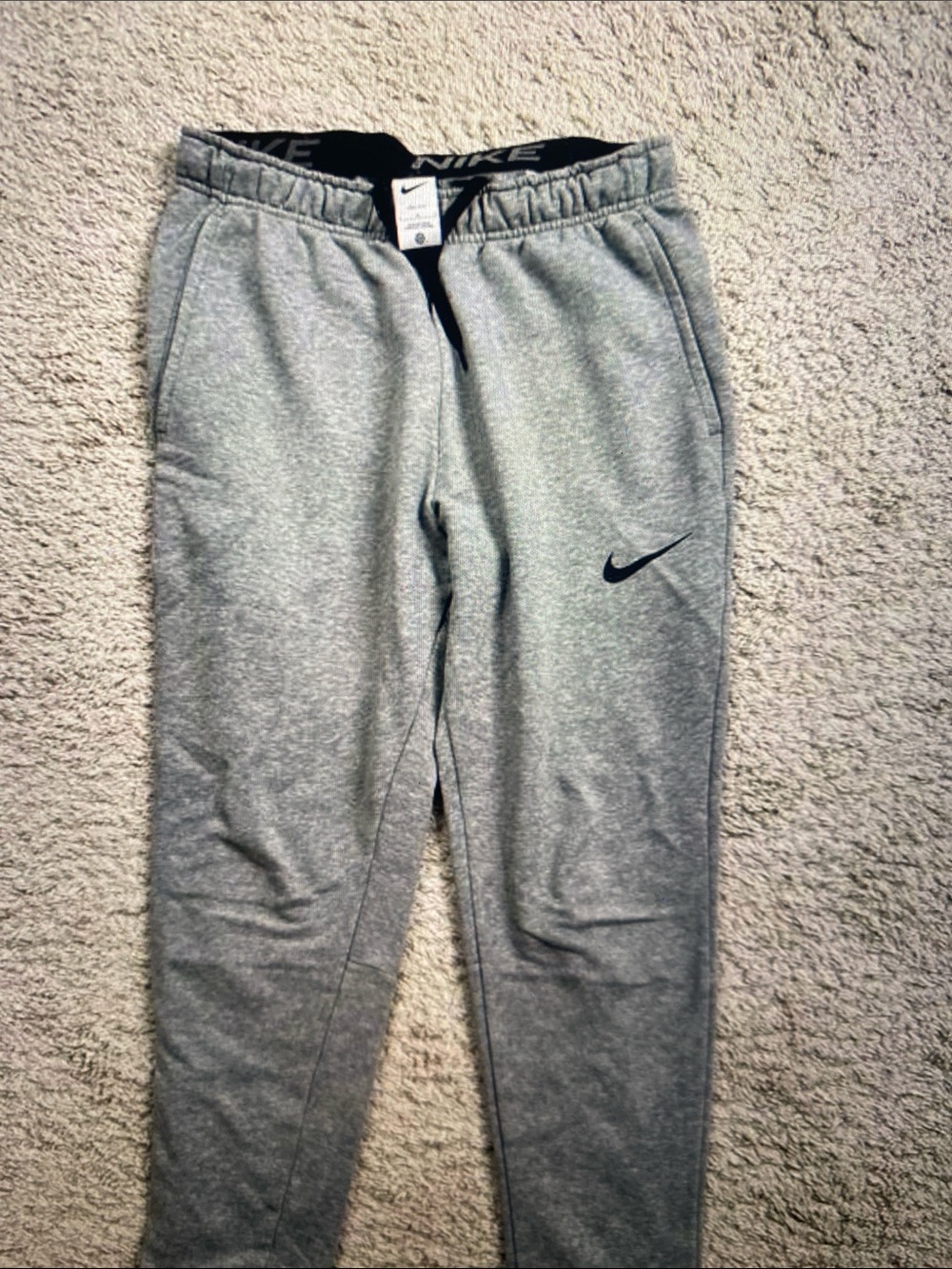 Nike Kids Gray Joggers with Black Swoosh